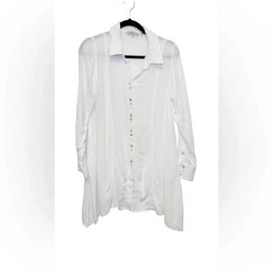 Soft Surroundings Button Down Long Line Shirt Blouse - Minimalist Classic Top